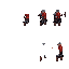 the dwarf has long, braided bright red hair and beard. he wears segmented polished steel plate armor and holds a one-handed warhammer with a glowing emerald green pommel. he has a leather belt with pouches and a scabbard, and sturdy boots. the 8 sprites a