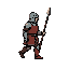 create a knight with a spear for a platformer game and make a running animation.
