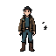 a mysterious multiversal traveler standing in the middle of reality collapsing around him