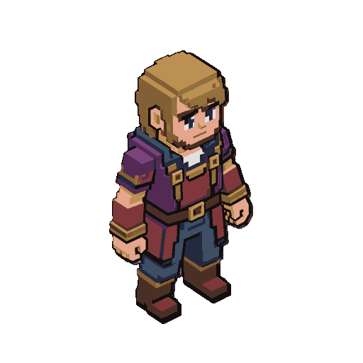 create a single playable rpg character sprite in a classic top-down/isometric jrpg style, inspired by high-quality indie pixel art games such as hero's hour, stoneshard, the last spell, and the overworld sprites from octopath traveler. the character shou