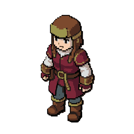 create a single playable rpg character sprite in a classic top-down/isometric jrpg style, inspired by high-quality indie pixel art games such as hero's hour, stoneshard, the last spell, and the overworld sprites from octopath traveler. the character shou