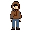a boy in a brown hood
