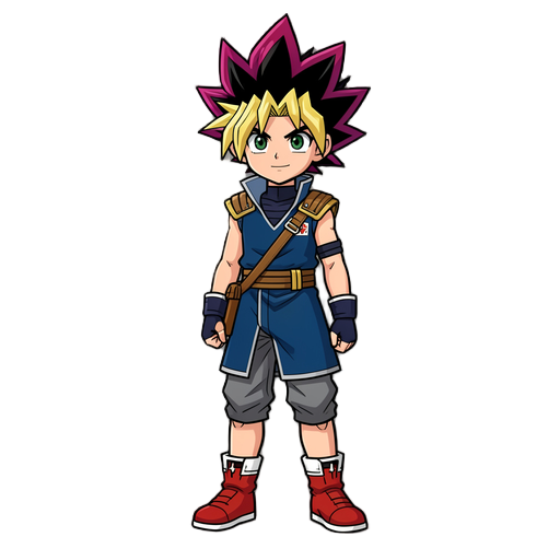 Ele deve estar parecer com yugi do blog roar