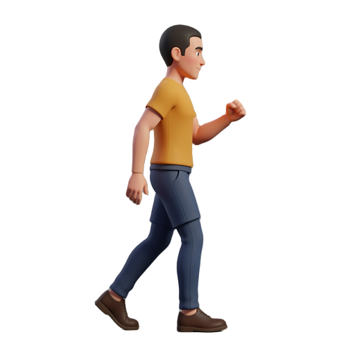 i want you to create an animation of the character walking, running, punching, and kicking.