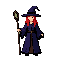 a dark fantasy mage womman with red hair and a staff in one hand