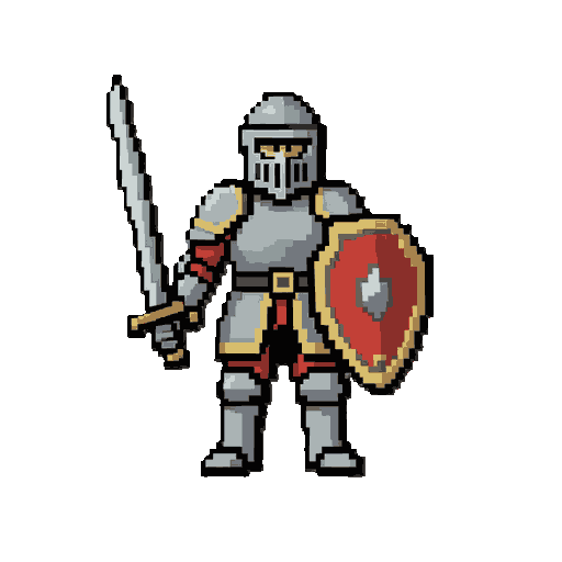 a knight in armor with a sword and shield