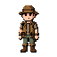 crie um personagem original em **pixel art 2d**, inspirado no estilo clássico de heróis de jogos de labirinto com bombas, mas com um visual mais bonito, moderno, carismático e detalhado.  ## aparência do personagem  o personagem deve ser um pequeno herói 