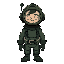 a man in an old diving suit with the diving helmet with an opaque clear light inside, full and greenish colors, dark colors, we dont see his face, skinny 