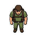 create a single male survivor character for a top-down 2d survival game.  camera: - true top-down / 3⁄4 overhead view (approximately 60° from above). - the character is viewed from above, not from the front. - the head occupies more visual space than the 