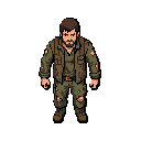 create a top-down pixel art male survivor for a 2d survival game.  important: this character is a civilian, not a soldier. he has survived for months after the apocalypse. his clothes are old, damaged, dirty, and falling apart.  camera - true top-down per