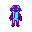 prompt: 2d pixel art, enemy character, one cute and dangerous glowing slime. the slime is translucent deep purple with glowing neon blue internal slime, like a bioluminescent jellyfish. style: dark fantasy, retro game asset, 16x16 pixels resolution, top-d