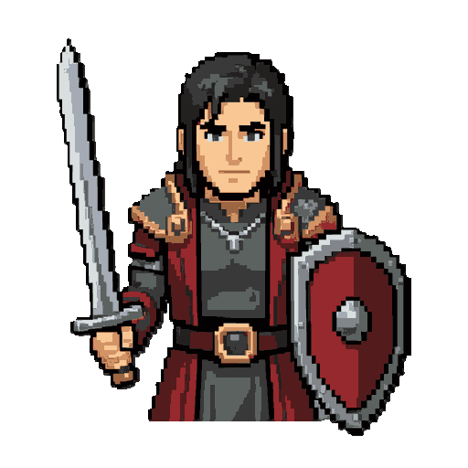 please create a swordsman character for me, with a theme similar to ragnarok mobile, wielding a sword and shield.