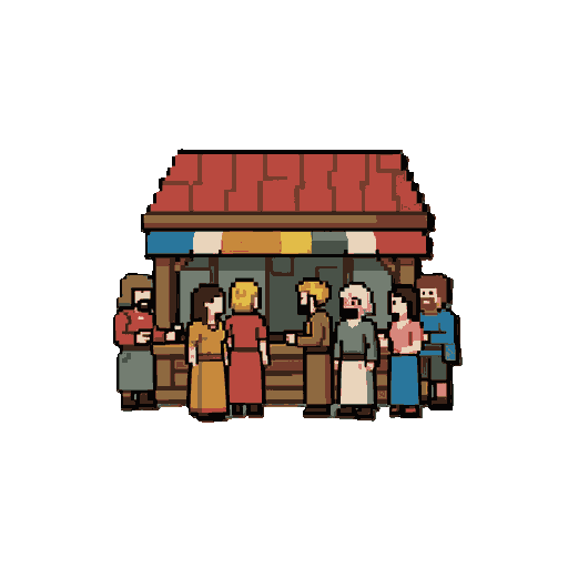 mercado medieval, com algumas pessoas