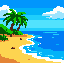 create a image of a coast, like a desert island 