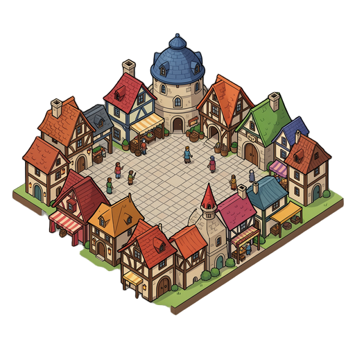 medieval fantasy townsquare tilemap