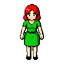 woman whit a red hair and green cloths
