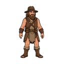 human fantasy/prehistoric character for a settlers-like game with 2d side-scroller view