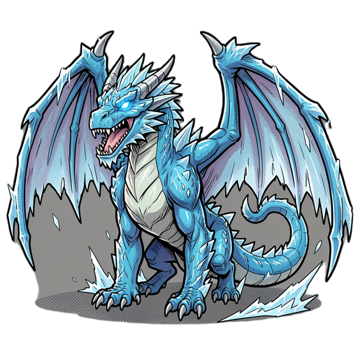 photorealistic, a towering frost dragonm ceruluean blue, sharp teeth, glowing eyes, lots of ice with massive wings