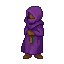 mysterious figure in a purple robe and faceless hood