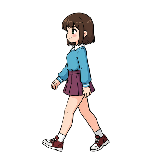 anime guirl walking