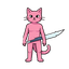 a pink lila cat standing with  blade like a moon