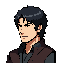 personagem híbrido de vampiro e lobisomem em sua forma humana normal, design de personagem 2d estilo anime dark fantasy. homem jovem e misterioso com cabelo semelhante ao de trevor belmont de castlevania: cabelo escuro, médio, volumoso e levemente bagunça