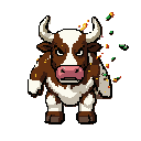 gere spritesheet de uma cow boss de um top down shoote, deve ser um boss com cara de mallr bullet hell