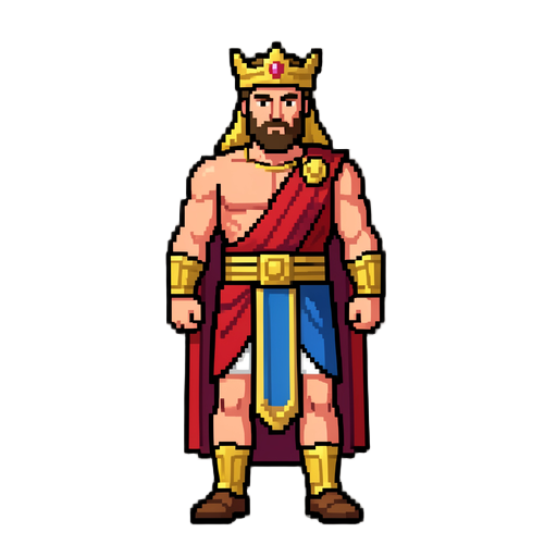 an imponent zeus in pixel art