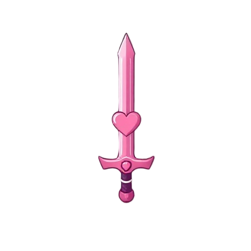 a pink sword with hearts