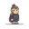 a cute chubby big head modern warrior 