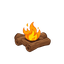 cute cartoon isometric campfire game asset, clean smooth vector art, no pixel art, no anti-aliasing, thick outlines removed, stylized natural earthy brown wooden logs with warm glowing orange and yellow painted flames, vibrant yet earthy color palette, so