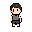 a single 2d pixel art character sprite, solid white background for chroma key. classic 16-bit jrpg style, strict cute chibi proportions (big head, small body, exactly 3-heads tall).   character concept: a beginner gym-goer (fitness newbie) surviving in a 