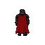 lord sombra – guerreiro de armadura preta fosca com capacete que cobre o rosto e capa vermelha longa (inspiração darth vader).
