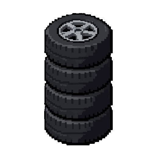 create a classic habbo hotel pixel-art furniture item: 5 black car tires stacked vertically.  use strict habbo isometric perspective, showing the top and two sides. match the classic habbo mobi style: low-resolution pixel art, dark outlines, simple pixel 