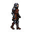 create a warrior with full plate armor unnarmed walking in 6 frames