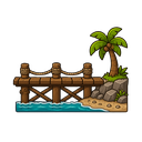 there is a wooden pier and a stretch of coastline in the bottom right corner.