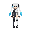 cyberpunk android girl, teenage appearance, japanese rpg style, slim silhouette, youthful face, low twin tails, hair draped over front shoulders, white hair, cyan-blue gradient tips, mechanical ear parts, subtle robotic joints, sleek futuristic bodysuit, 