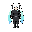 a cyberpunk android girl, teenage appearance, slim and graceful silhouette, youthful face, long low twin tails draped over the front of her shoulders, white hair with a soft cyan-blue gradient at the tips, mechanical ear-like side parts integrated into th