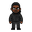 pixel art character, front-facing idle pose, grid aligned. a male programmer named jeison with dark skin, medium black hair tied back in a neat ponytail, and a medium pyramid-shaped black beard. he is wearing simple black-rimmed glasses. wearing a full bl
