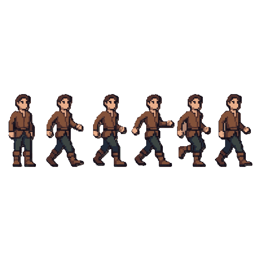 faça um boneco andando faça varios frames