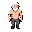 create a front-facing pixel art sprite of an old man standing in a neutral pose, centered in the image. he should be shirtless, with his chest and shoulders visible, and have a slim, slightly aged body without exaggerated muscles. he has medium-length whi