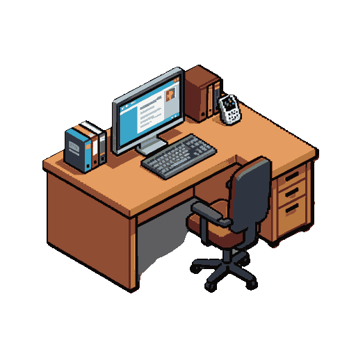 a standard isometric-style office desk.