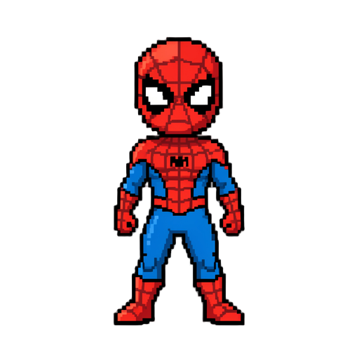 create a 2d pixel art spider-man