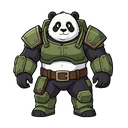 create a **2d animated sprite sheet for an original panda tank character** for a fantasy tower defense game.  ## character design  the character is a **large, powerful anthropomorphic panda warrior specialized in defense and tanking damage**.  he should h