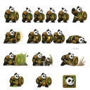 create a **2d animated sprite sheet for an original panda tank character** for a fantasy tower defense game.  ## character design  the character is a **large, powerful anthropomorphic panda warrior specialized in defense and tanking damage**.  he should h