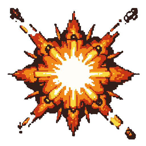 create a professional high-quality 30-frame explosion vfx sprite sheet for a 2d rts game.  explosion type: a massive realistic heavy-weapon / ammunition-depot explosion viewed from a strict top-down aerial perspective.  the explosion must combine: - a pow