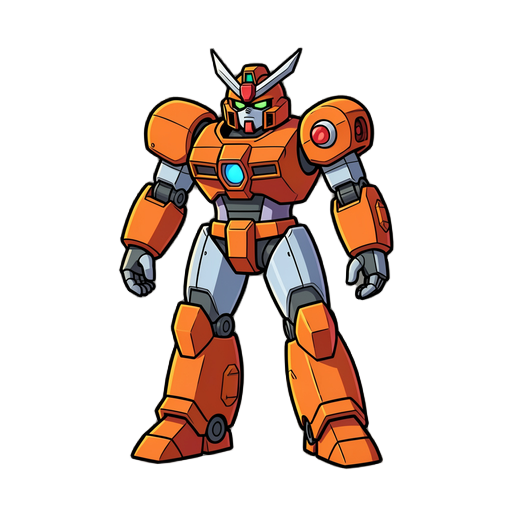 a humanoid battle robot (medabots reference). sprite in tibia style.