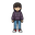 32x32 pixel art character sprite, average school student wearing a casual hoodie, jeans, and sneakers, top-down perspective, full body, frontal view, dark outline, clean pixel grid, limited color palette, solid grey background, sharp pixels, retro 16-bit 