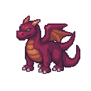 animate a 2d pixel art mmorpg dragon monster sprite.  a large, intimidating fantasy dragon standing in a classic mmorpg ga the dragon is designed as a hand-crafted pixel art sprite, the dragon is standing on the ground and is viewed from above at approxim