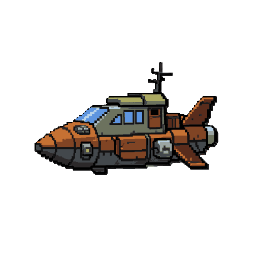 create a **2d pixel art spaceship** for a sci-fi game.  the ship should look like a **clandestine space pirate vessel** — small, fast, dangerous, improvised, and built for smuggling and ambushes.  design details:  * 2d **pixel art**, suitable for a top-do